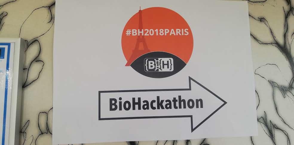 BioHackathon 2018 Parisの案内表示